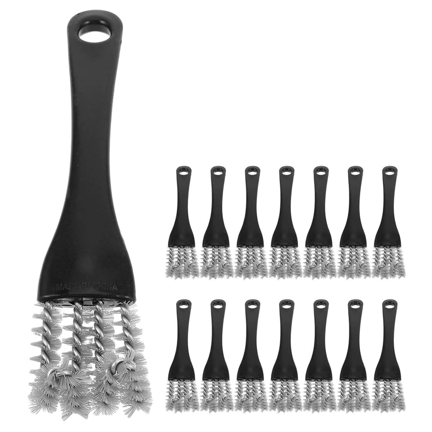 15pcs Pet Cage Brush with Long Handle and 2 in 1 Scraper Bird Droppings Remover for Bird Cage and Parrot Perch Black Plastic and Metal Cleaning Brush