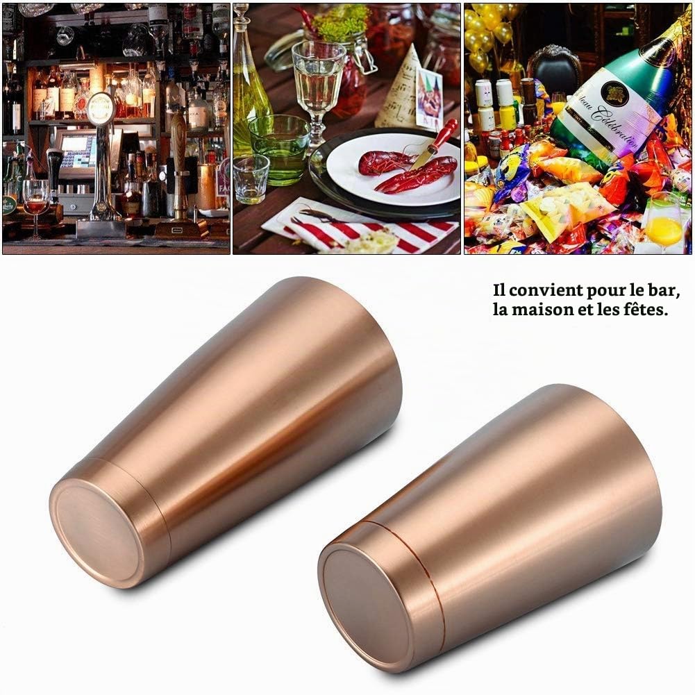Boston Shaker Robuste En Acier Inoxydable Cocktail Cup Shaker Bar Maison Cuisine Outil(rose d'or)