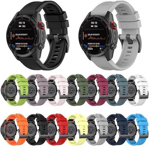 Miniatura 8 de REYDA Correa de silicona compatible con Garmin Fenix 7S7S Pro6S6S Pro5S5S Plus, 0.787 pulgadas, ajuste rápido, suave, flexible, pulsera de repuesto