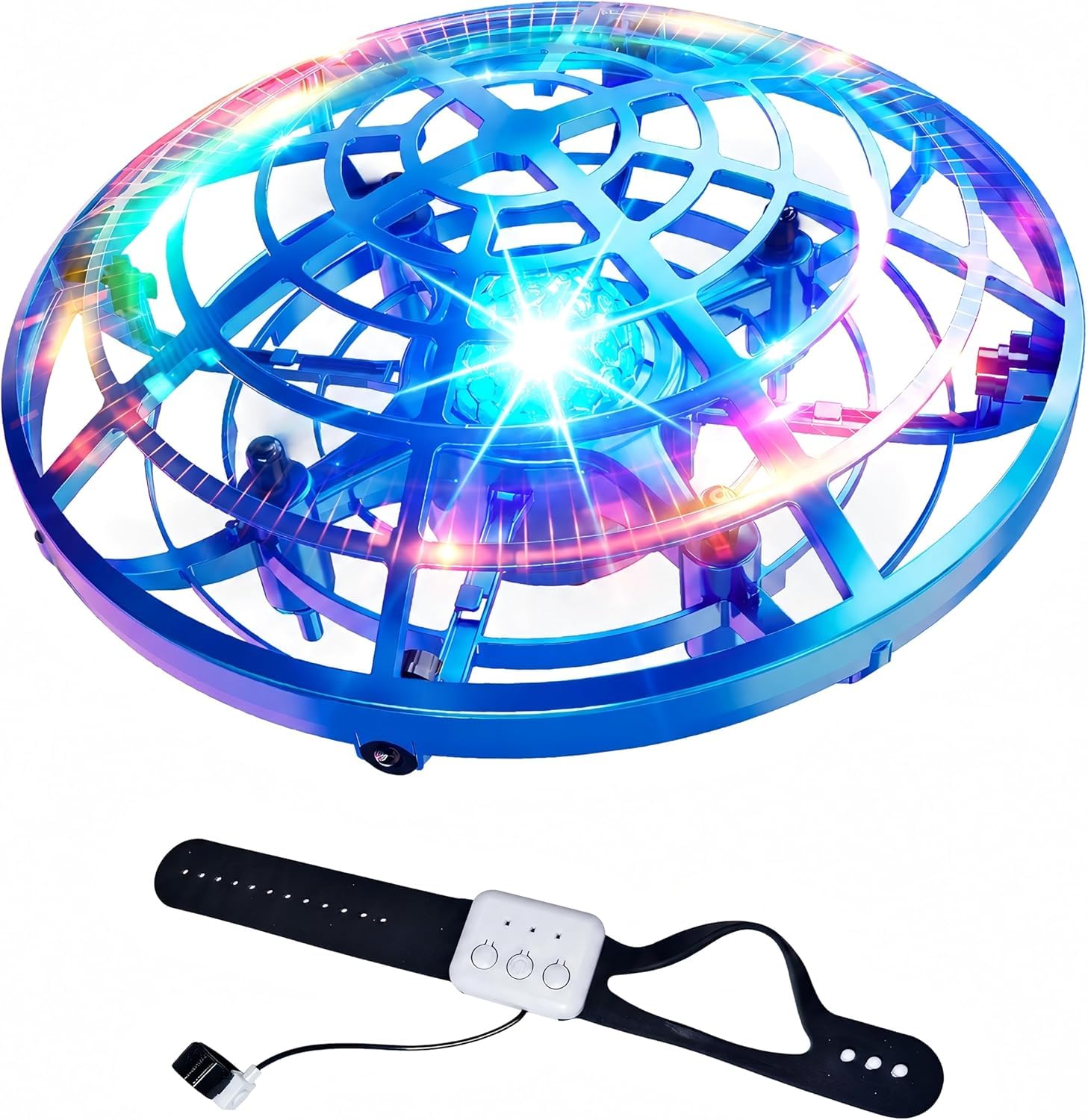 DEERC D12 Mini Drone for Kids with Wrist Remote, Hand Gesture Controlled UFO Drone Toy, 33g Indoor Flying Toy with LED Lights, Battle Mode, Obstacle Avoidance, 360° Flips, Altitude Hold