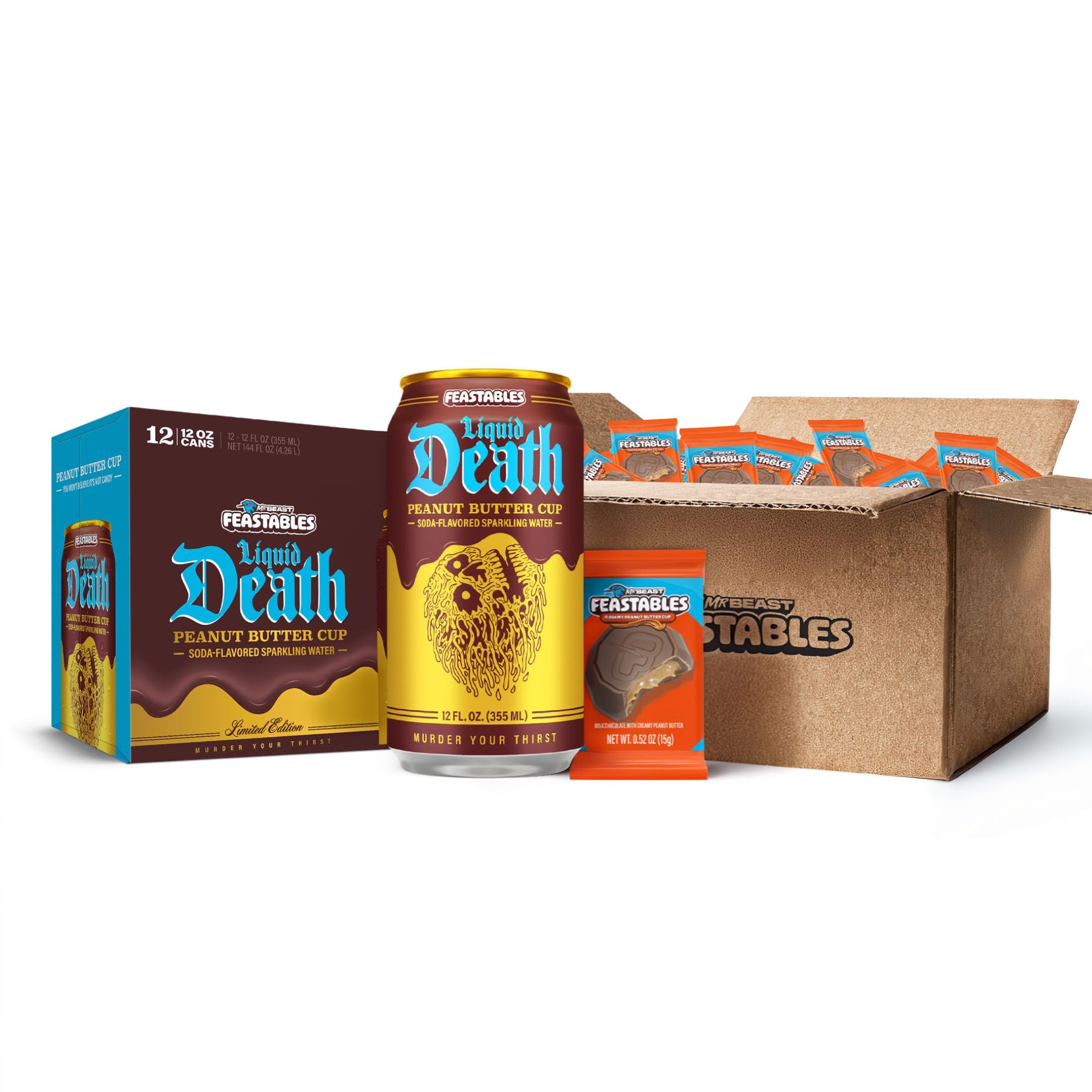 Amazon.com: MrBeast Feastables + Liquid Death Peanut Butter Cup