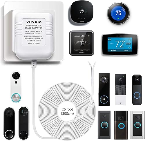 Miniatura 2 de Transformador de CA de 24 voltios, adaptador de cable C, compatible con todas las versiones de timbre y termostato para Ecobee, Sensi y Honeywell,