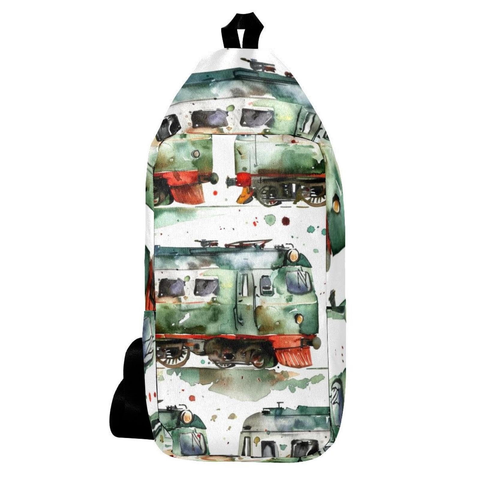 Mochila bandolera compacta de 16x36.5cm con diseño retro multicolor 6