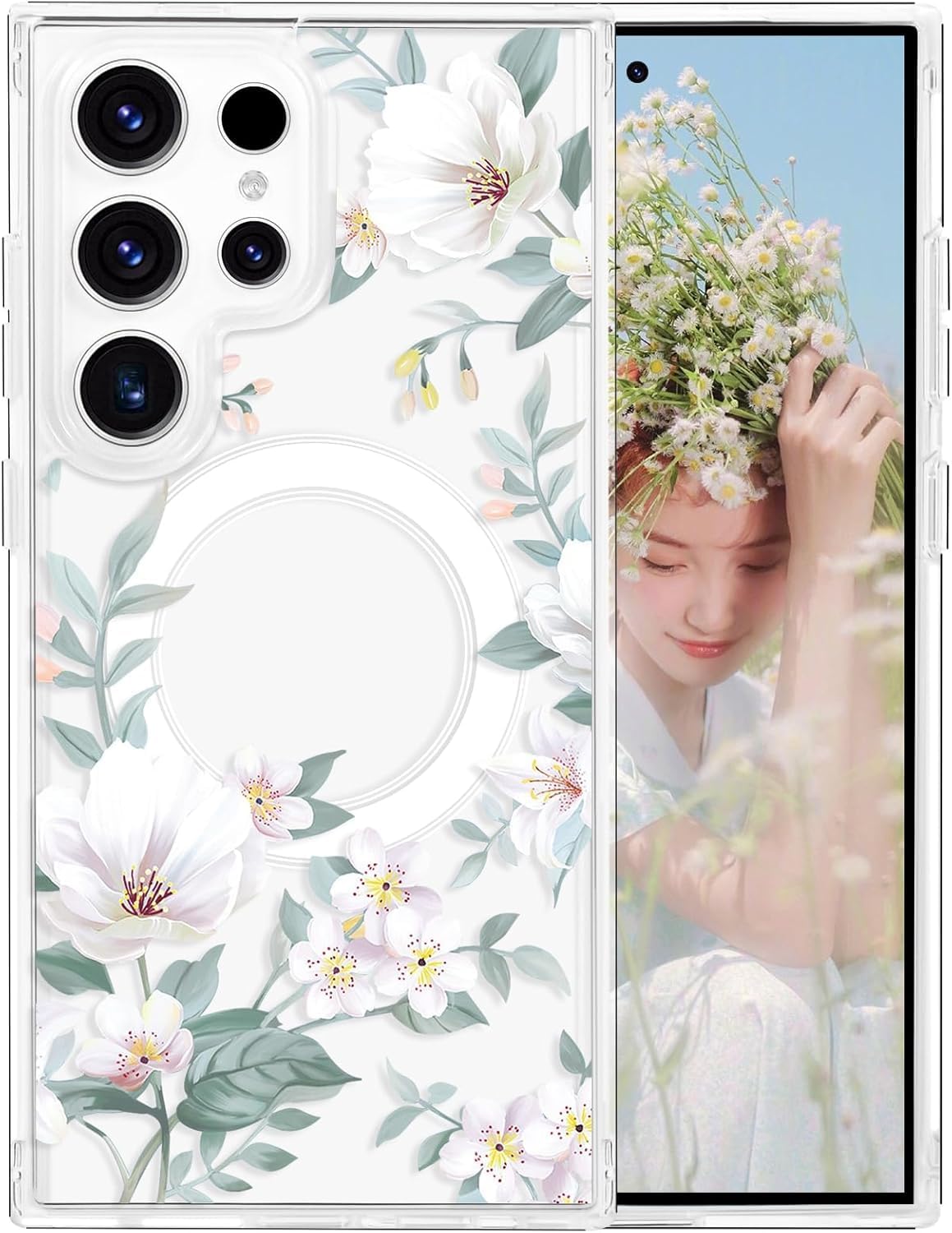 RUNGOS Magnetic for Samsung S26 Ultra Case MagSafe [Beautiful Flower Prints] [Strong Magnet] [12Ft Drop Tested] Hard Back Shockproof Cover for Samsung Galaxy S26 Ultra Case, Magnetic Cover 2026