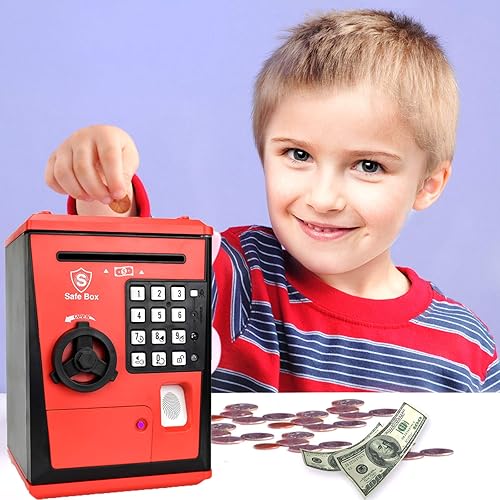 Miniatura 2 de LIKE Hucha de juguete Caja fuerte Hucha con huella dactilar cajero automático cajero automático máquina dinero moneda Caja de ahorros para niños