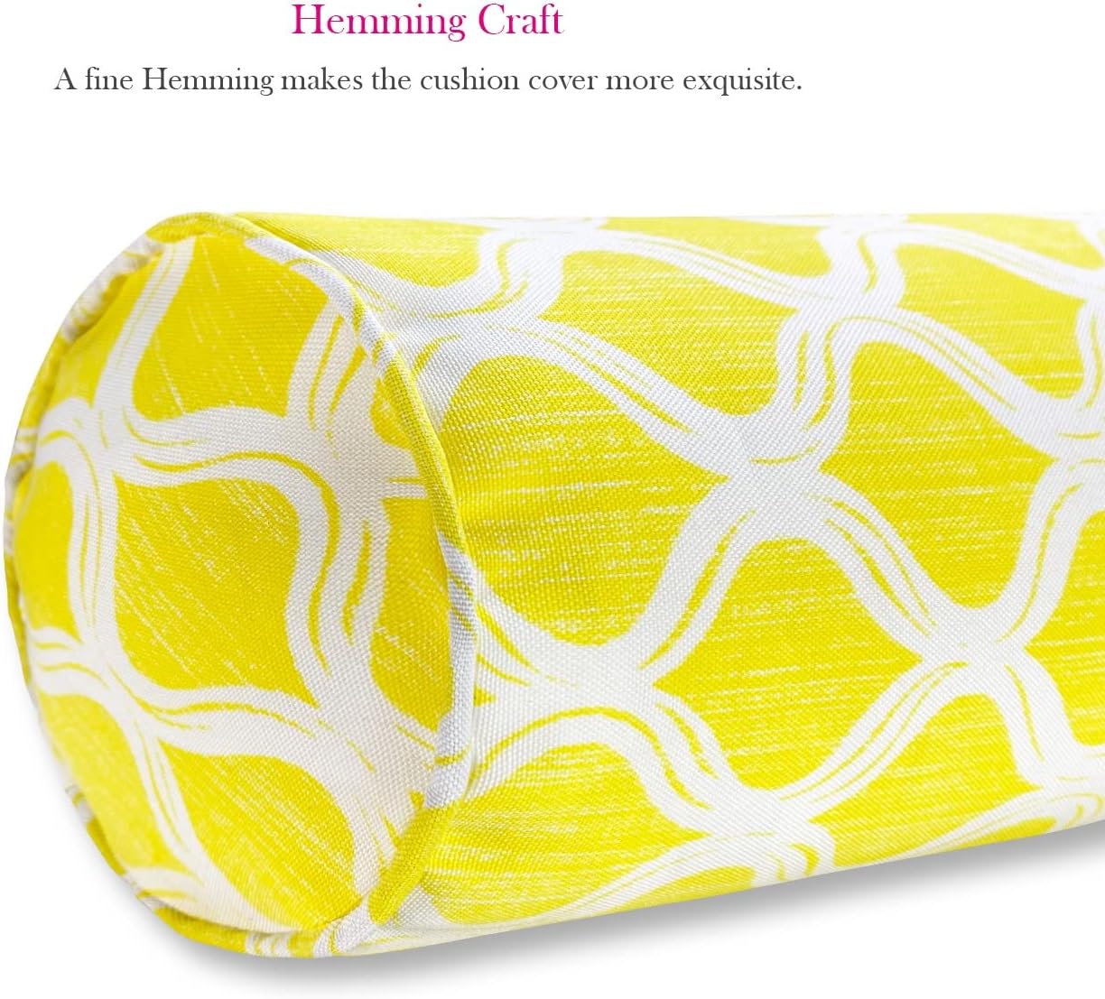 Outdoor Waterproof Decorative Bolster Pillows with Inserts for Patio Furniture, 20x6 Inch Fade Resistant Patio Garden Neck Roll Cushions for Couch Bed Sofa, Geometric Yellow