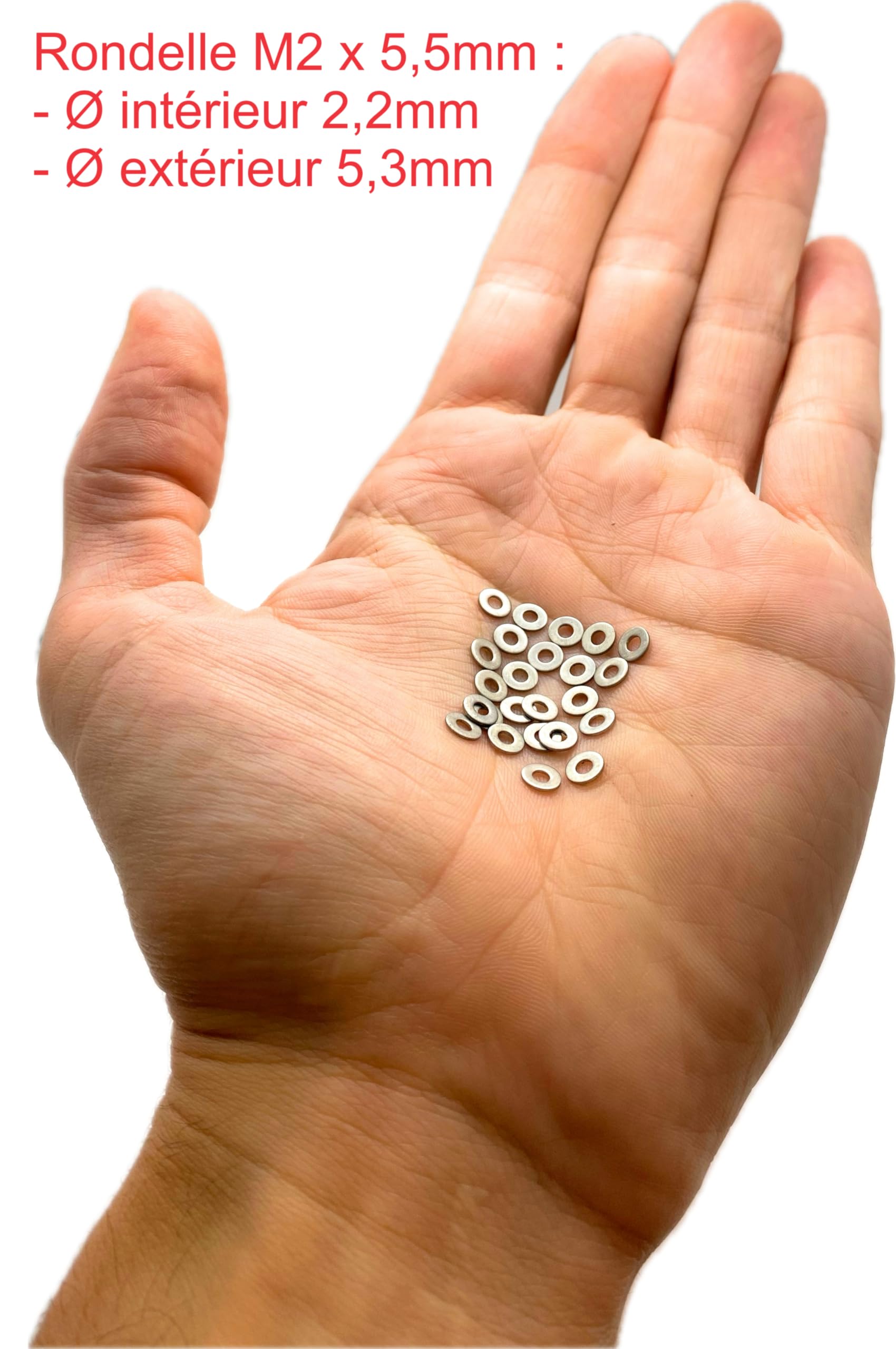Metalen sluitringen M2 roestvrij staal buiten 5,5 mm | platte sluitring M2 x 5,5 mm | roestvrij staal A2 (V2A/304) NFE 25514 M | hout/metaal/motten/ schroeven/enz.: 50 stuks ProRaje