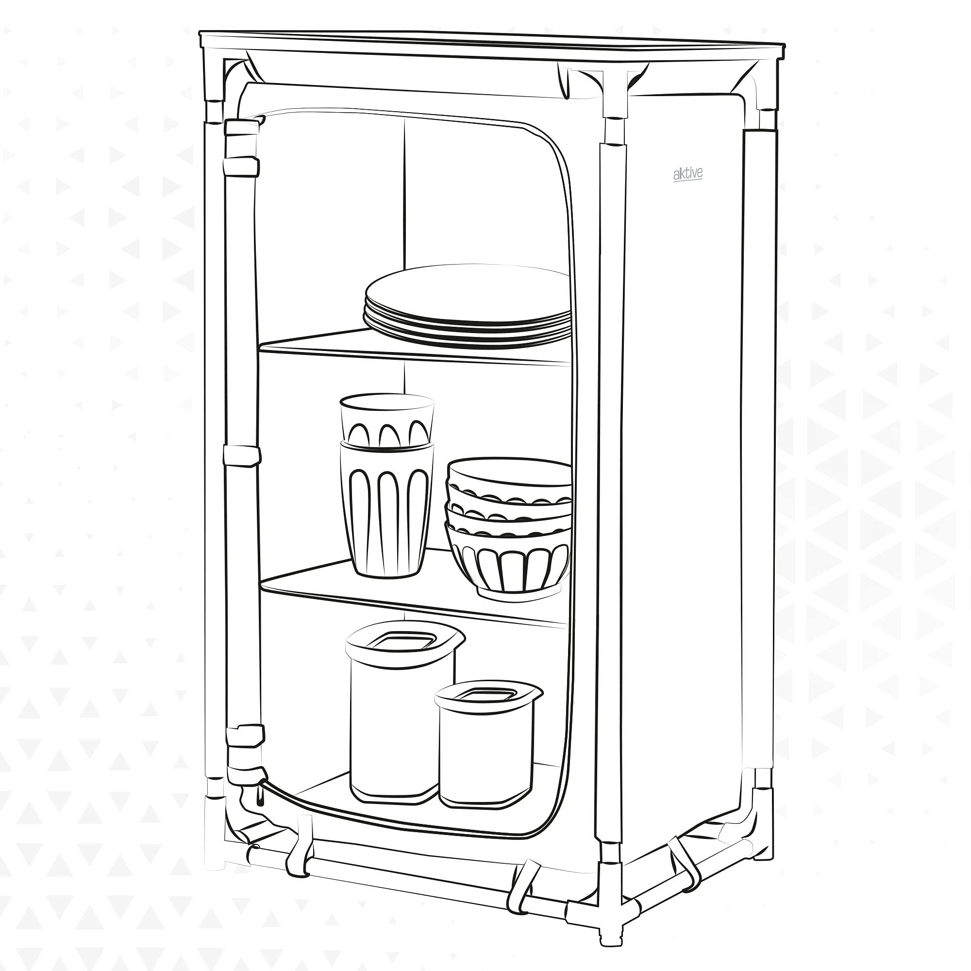 AKTIVE 52853-Mueble plegable cocina, camping, jardín, armario plegable aluminio, armario portátil ligero, 60x49x106 cm, color azul marino