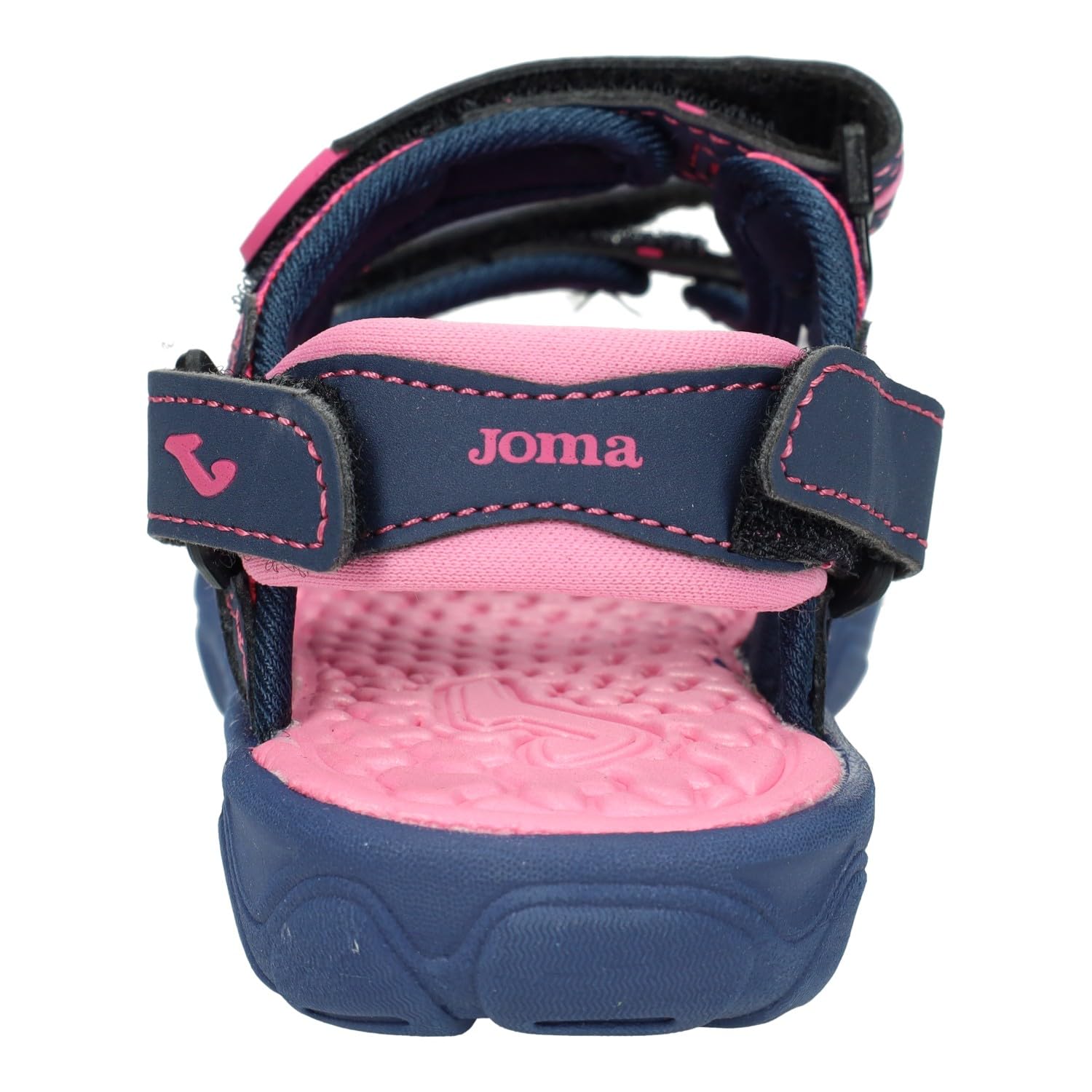 Joma SOCEJS2443V Sandalias de Verano para niñas, Color Azul Marino y Fucsia, con Cinta Textil Adhesiva, Sandalias de Goma para niñas NIÑA Sandalias