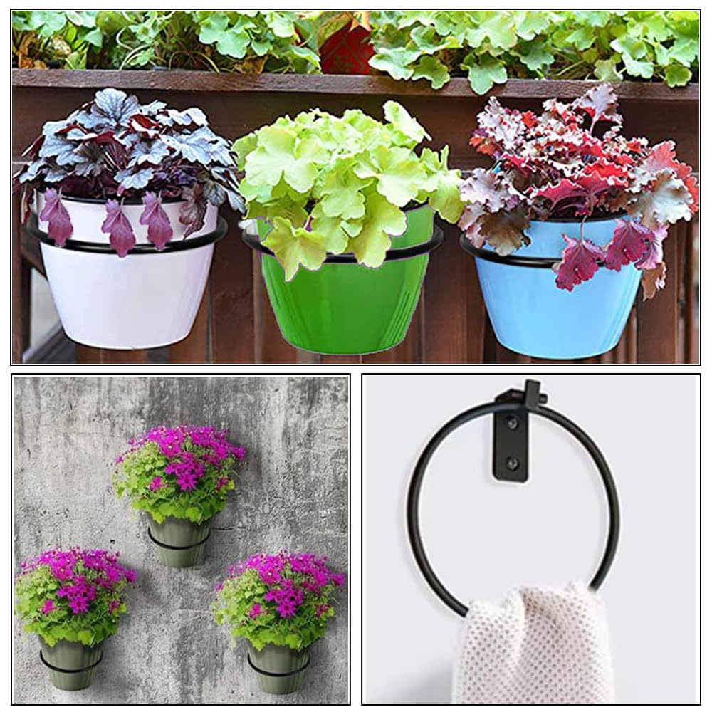 6 soportes de pared para macetas, soporte plegable para jardín, balcón y exterior, negro (4 pulgadas)