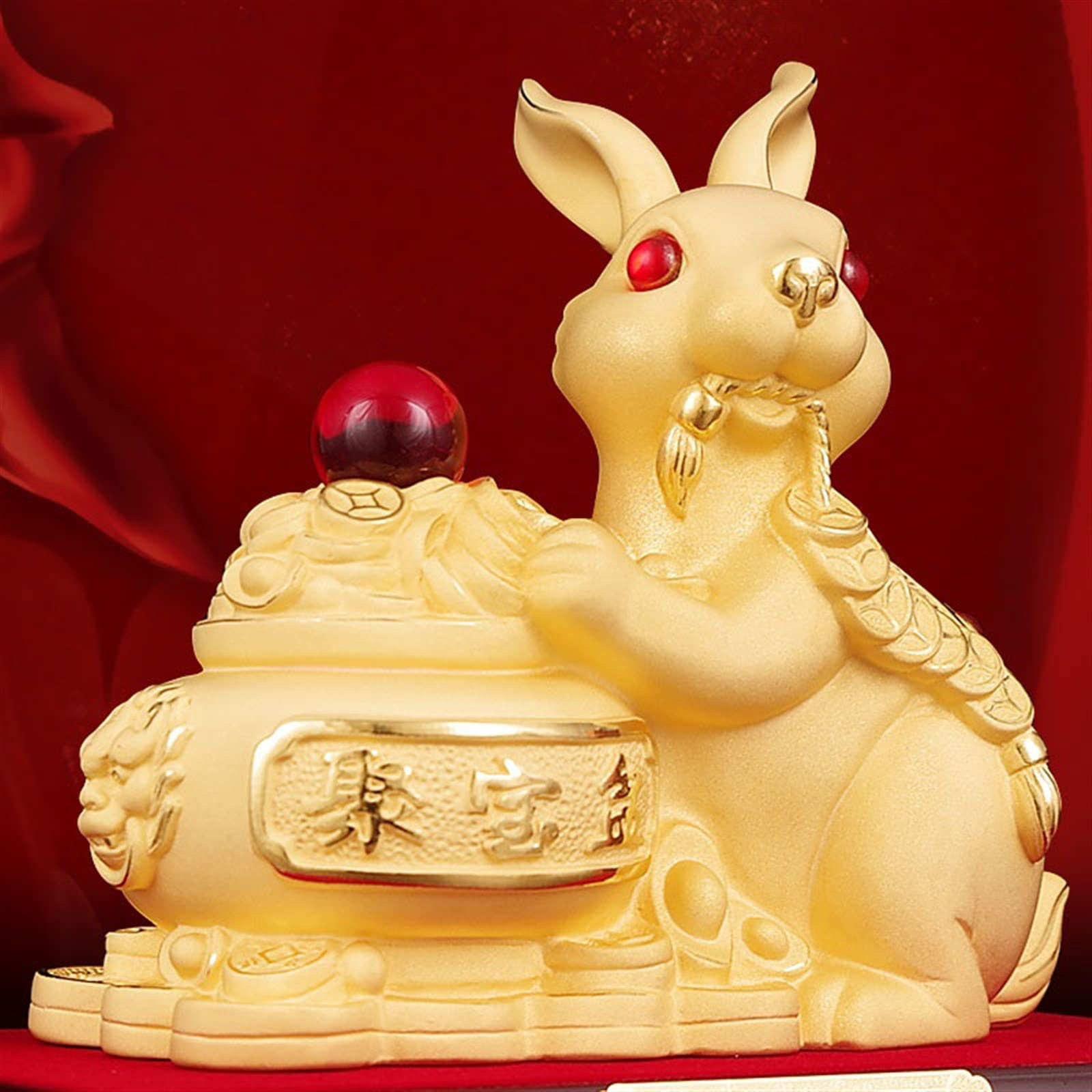 Figura de Buda Adornos de Conejo del Zodiaco Hechos a Mano, Escultura de polígonos, Feng Shui Decorativo, Prosperidad y Riqueza Decoración de la Estatua de Buda(Grande)