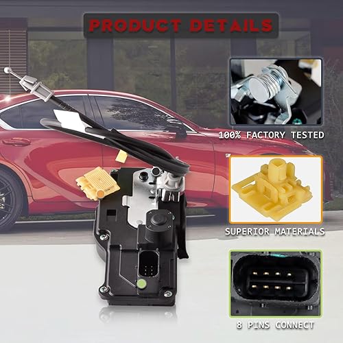 Miniatura 5 de Actuador de pestillo de bloqueo de puerta delantera izquierda del lado del conductor compatible con Cadillac CTS 2008-2014 W/O agujero de llave 8