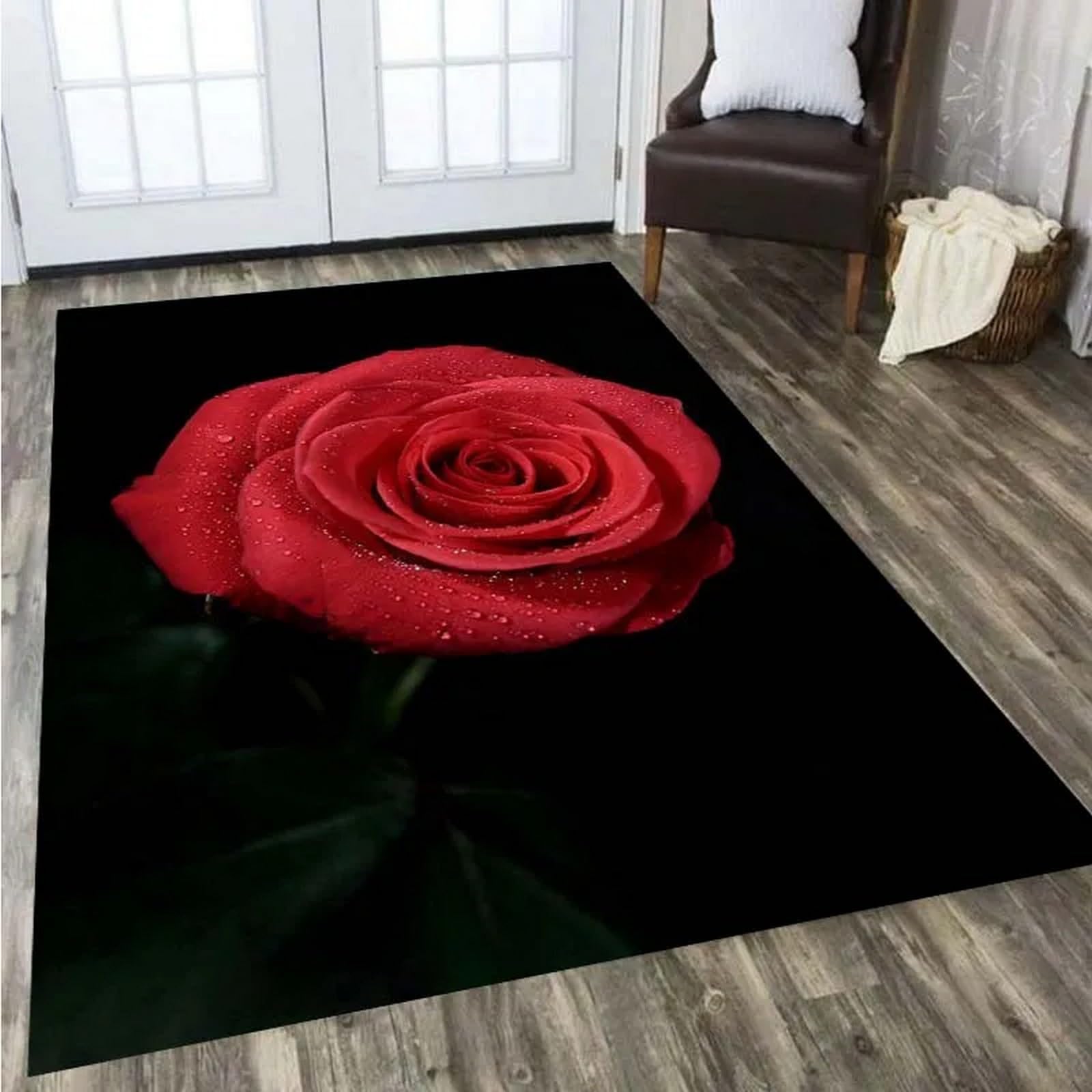 Tapis de zone 3D fleurs colorées 80x160 cm en polyester doux antidérapant