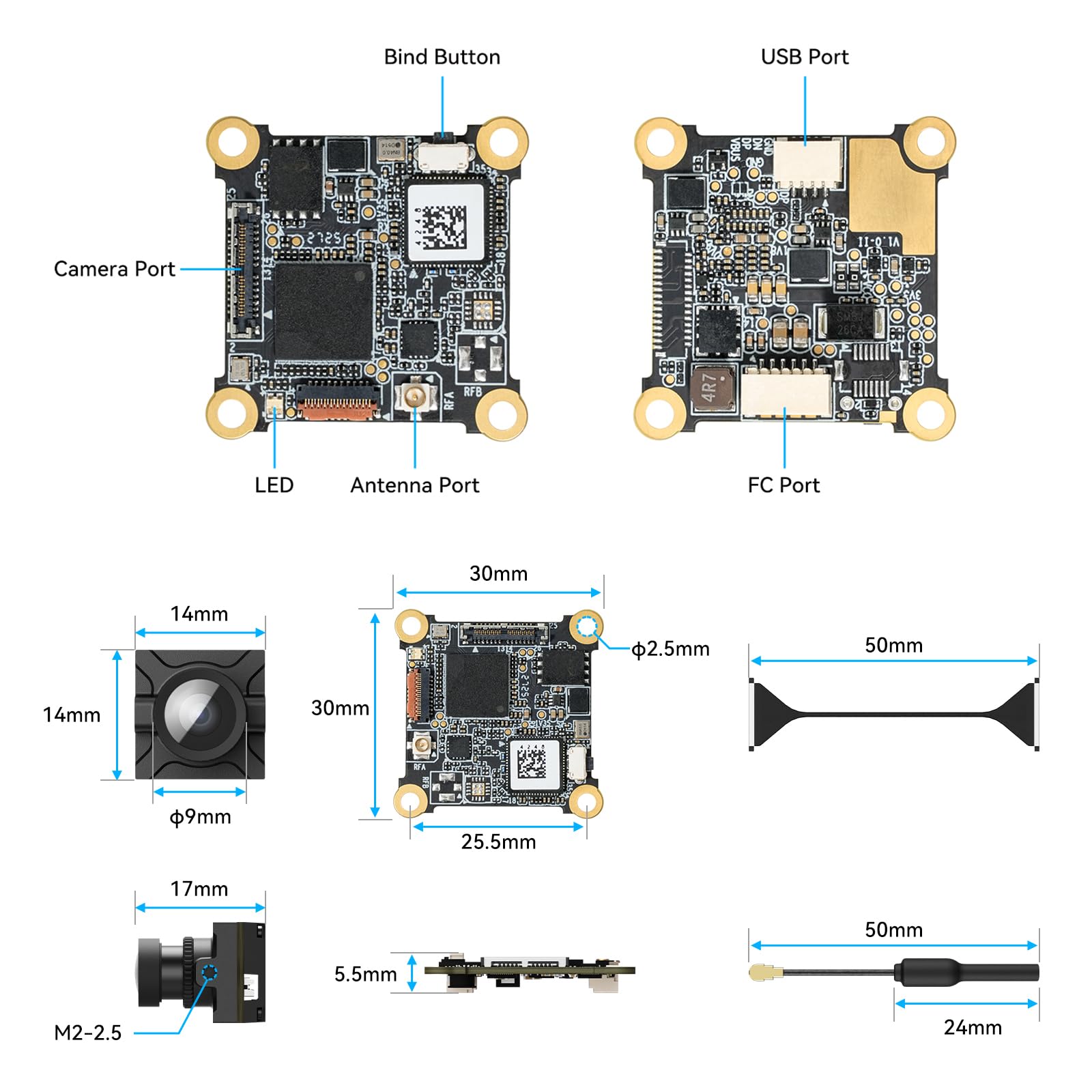 BETAFPV P1 Jednostka HD VTX z 1080P/60FPS, opóźnienie 60ms, maksymalny zasięg 5KM, 1/2.9'' sensor CMOS, 170° UoP, ultralekkie, wsparcie Plug-Play z FC/USB dla DIY 1S HD Cine Whoop jak Meteor75 Pro
