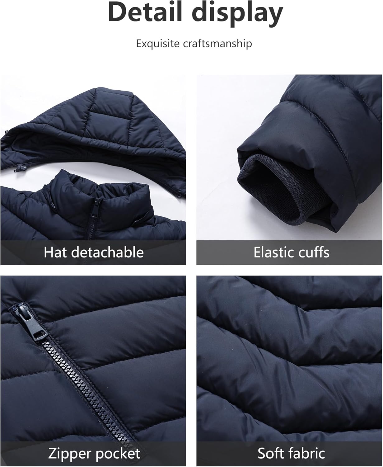 Women's Lightweight Quilted Down Coat | Waterproof, Windproof, Removable Hood, Warm Puffer Jacket for Winter - Image 6