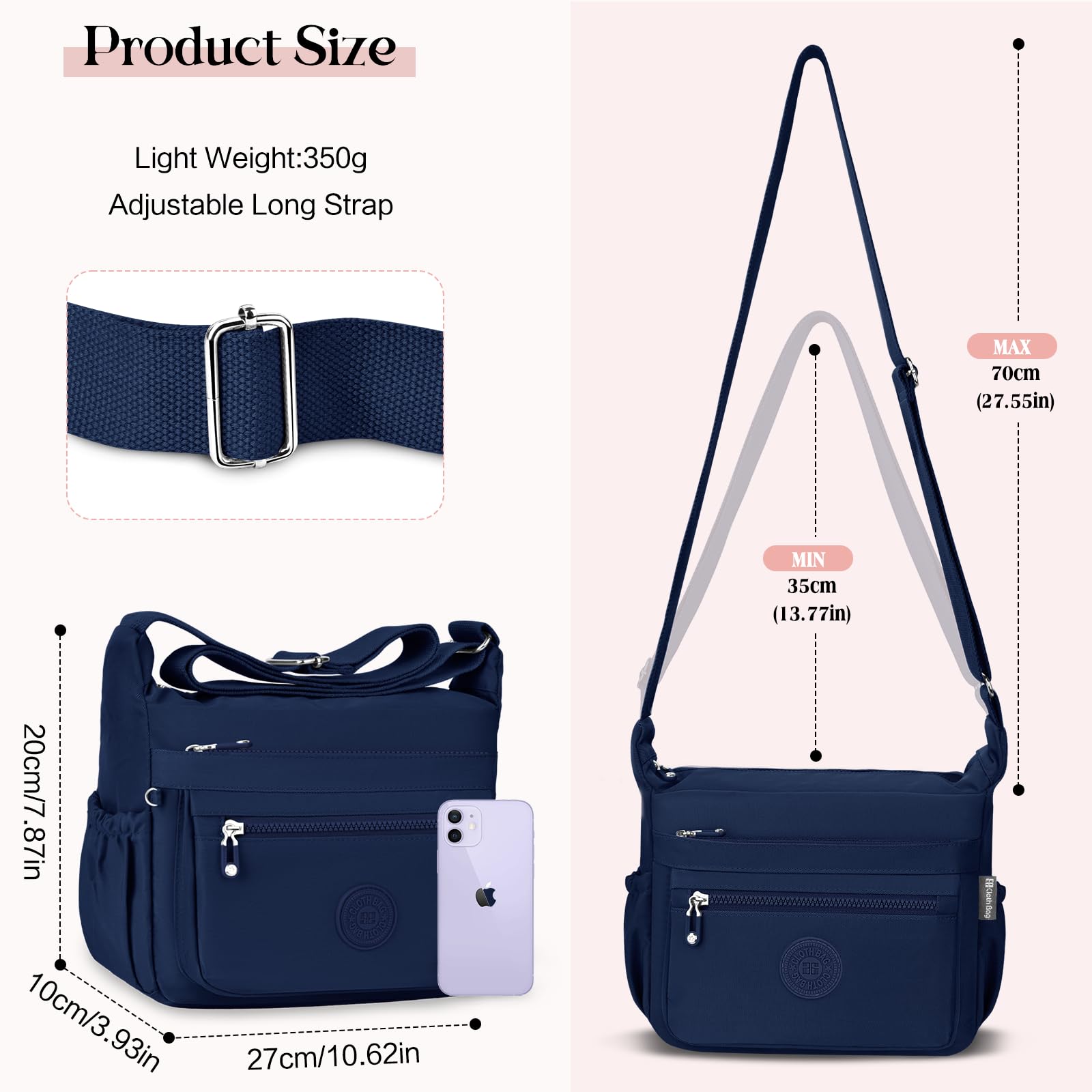 Borsa a tracolla da donna in nylon di alta qualà Borsa a tracolla femminile multasche moda Borsa per la spesa per ragazze casual  1524