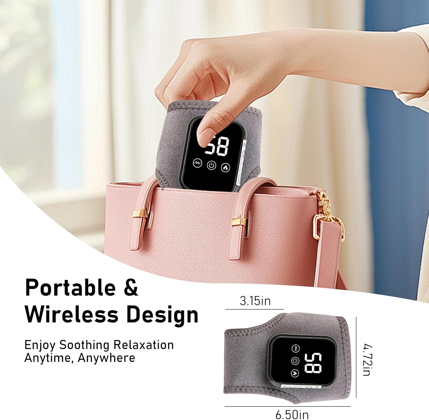 Foot Renew Triple Method Massager, Cordless & Portable Ankle Massager, With Three Levels of Vibration and Heating, Relieves Foot and Ankle Discomfort, Suitable for Home and Travel Use (2pcs)