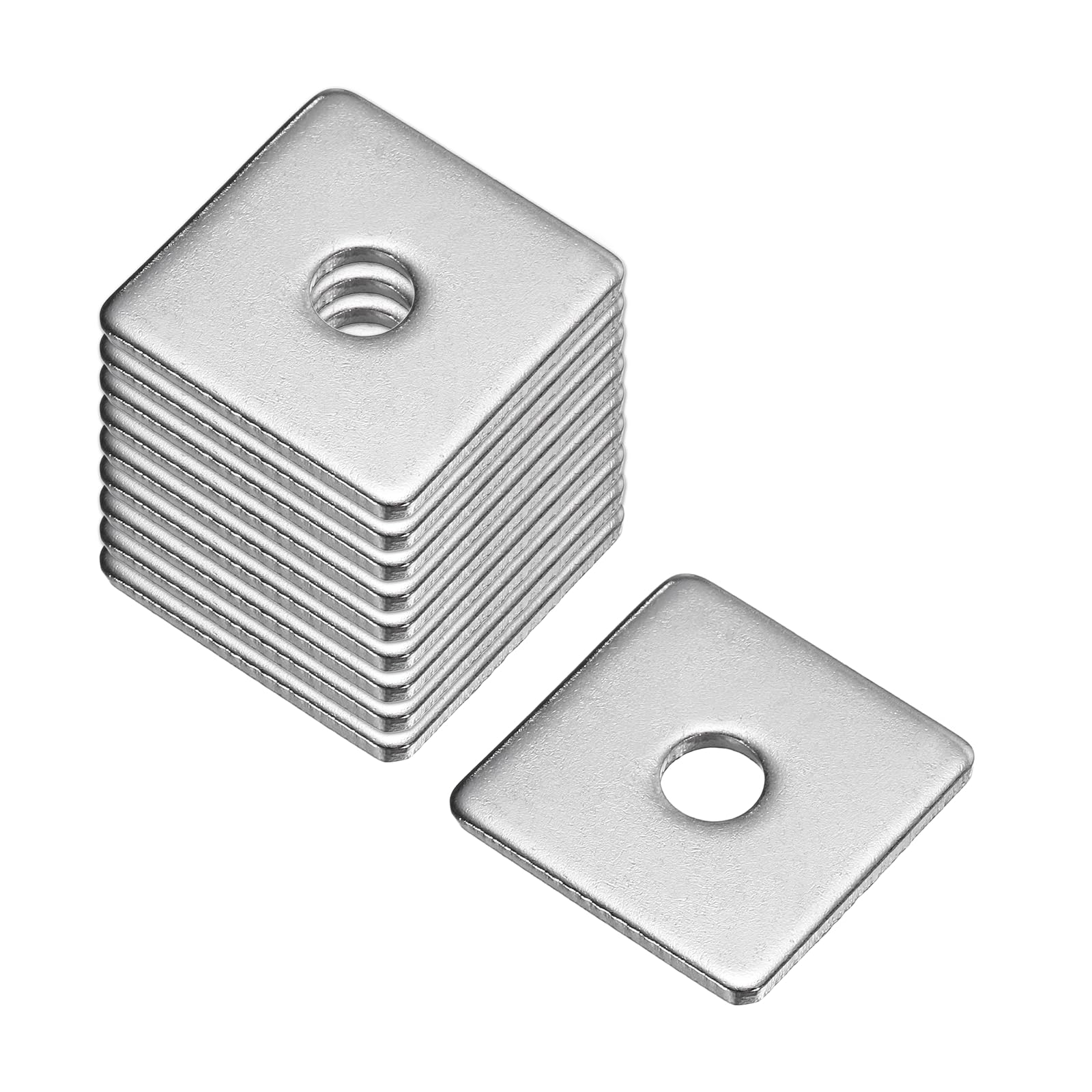 sourcing map Square Washer, 10Pcs M6x25x25x2mm 304 Stainless Steel Square Plate Washers Flat Pad Spacer Gasket for Hardware Fastener