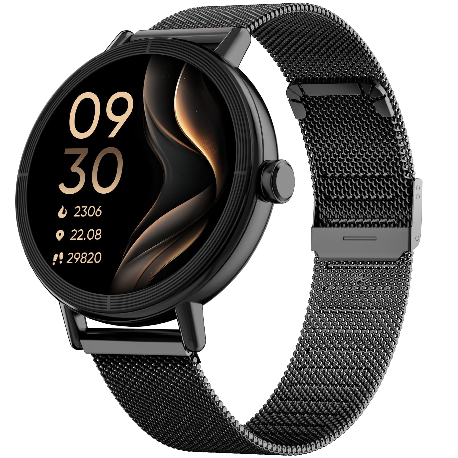 TOOBUR Reloj Inteligente Hombre Mujer Redondo con Dos Correas, 40 mm Smartwatch Deportivo Que Cuenta Pasos y Calorías, Compatible con Android e iOS, Responder y Realizar Llamadas, IP68, Negro