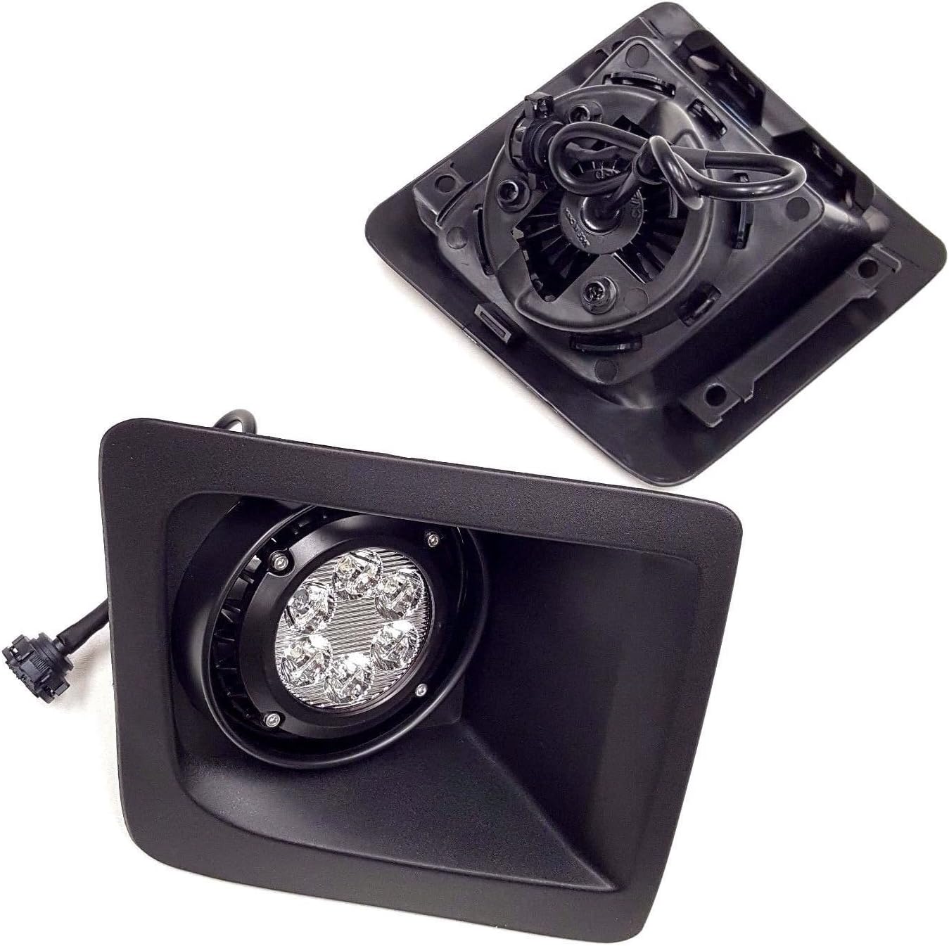 LEDIN Compatible For 2014-2015 GMC Sierra with Built-in LED Front Bumper Clear Fog Driving Lights Bezel Pair