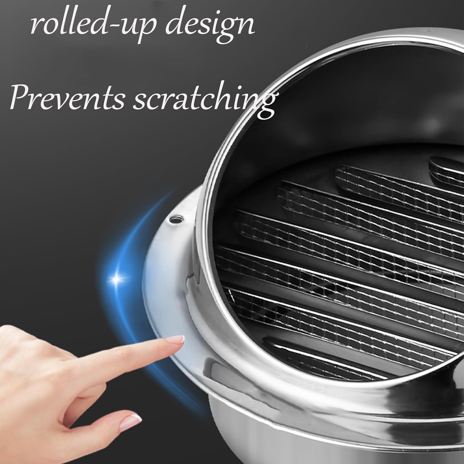 Vent Cover Wall Vent Outlet, 304 Stainless Steel Wall Vent Hood, Wall Mount Bull Nosed Air Soffit Ven, Flue Vent, with Screen Mesh Dryer Vent Cap, for Ventilation and Exhaust
