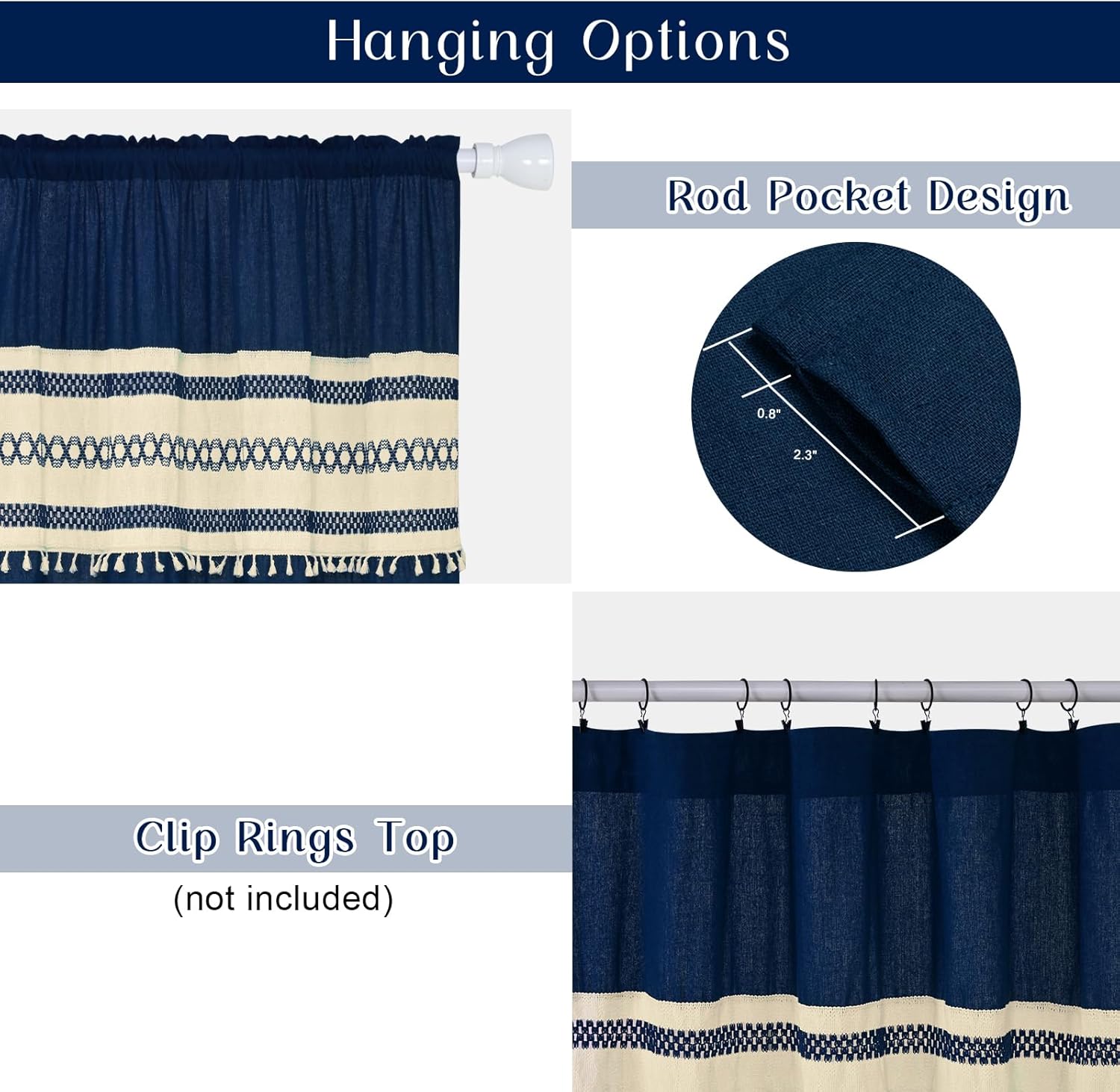FRAMICS Linen Curtains for Living Room Farmhouse Curtains for Bedroom Blue Window Curtain Boho Crochet Drapes 84 Inch Length 2 Panels Set Light Filtering Rod Pocket Window Treatment