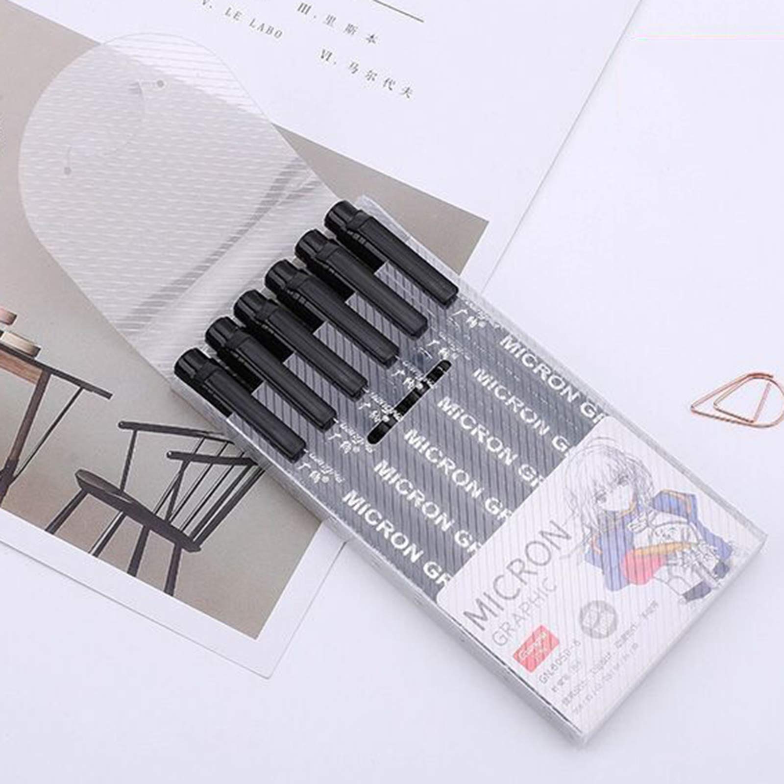 10 zestawów Uni Pin Fine Liner Pen Rysunek Pigment Marker Wodoodporny Szkicowanie 6 sztuk