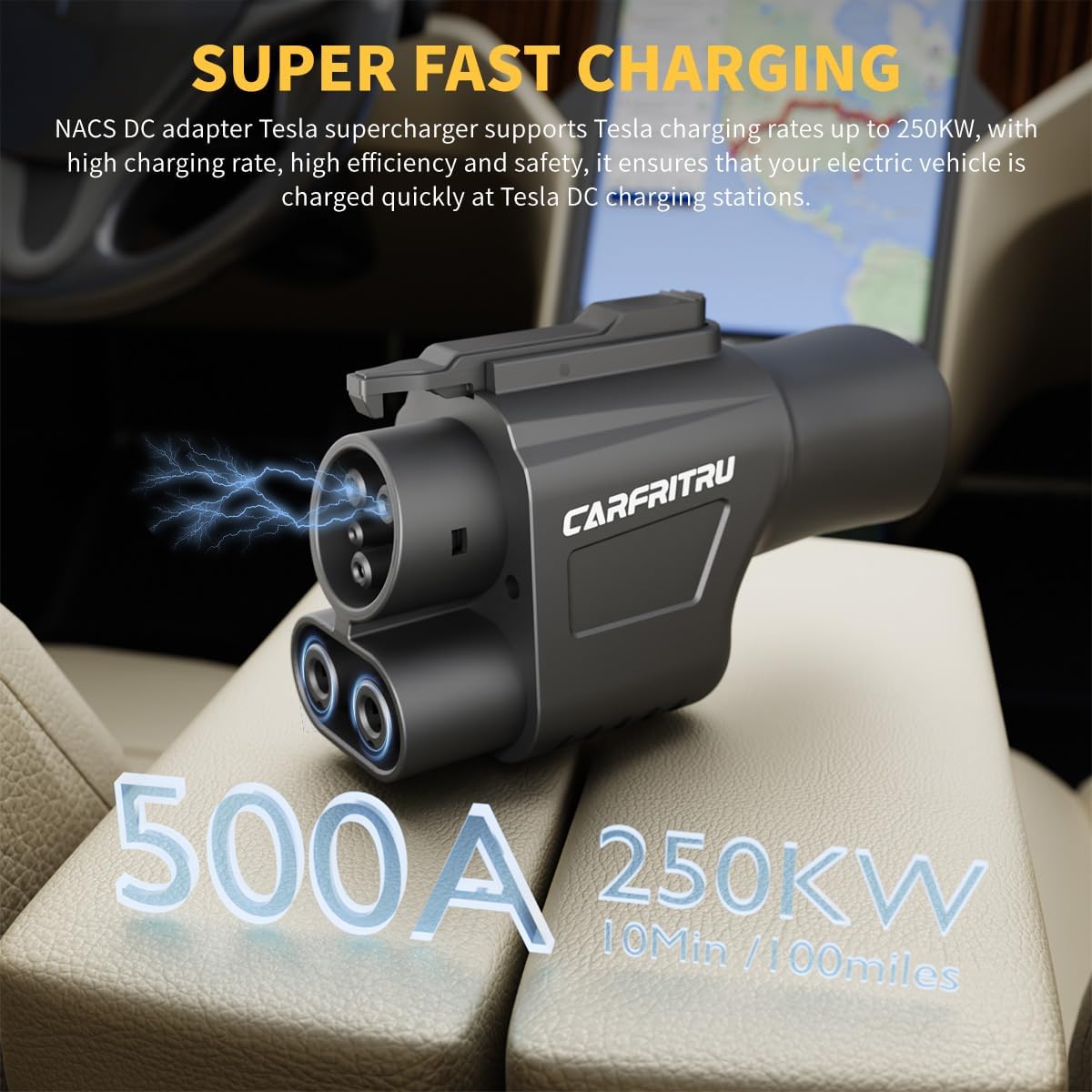 Tesla Supercharger Adapter, NACS to CCS1 Adapter,Electric Vehicle Charging Adapter Compatible with Ford, Rivian, GM, Volvo and Polestar EVs