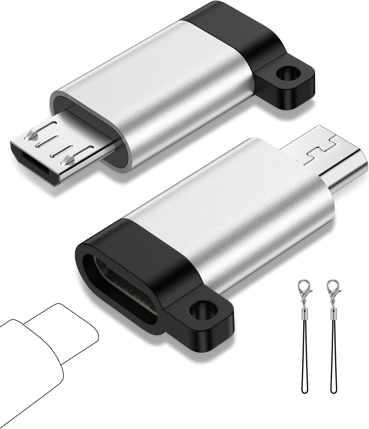 Micro USB to USB C Adapter, 2-Pack Type C Female to Micro USB Male Converter, USB C to Micro USB Adapter Fast Charging & Data Sync Compatible with Samsung A10/A20/J3/J7/S7, Moto E5/G6/G7, LG, TCL