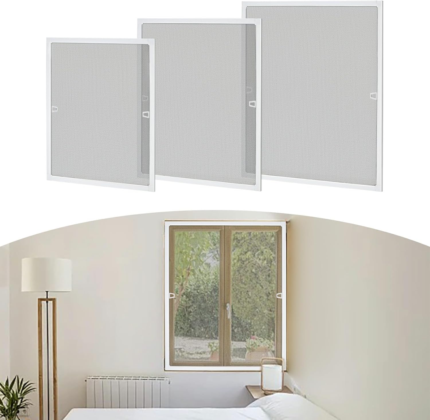 Insect Screen Fly Screen Window, Fly Protection Aluminium Frame, High-Quality Aluminium Construction, Can Be Cut to Size, No Drilling, Self-Assembly Kit, Insect Protection Frame, Fly Screen, Mosquito