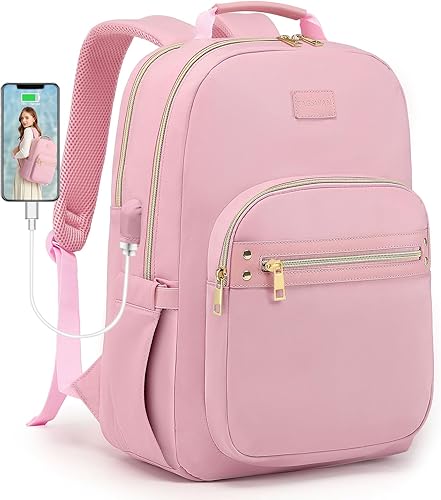 bagswan Mochila para laptop para mujer de viaje, mochila de moda de 15.6 pulgadas, 03-Rosa, Lindo