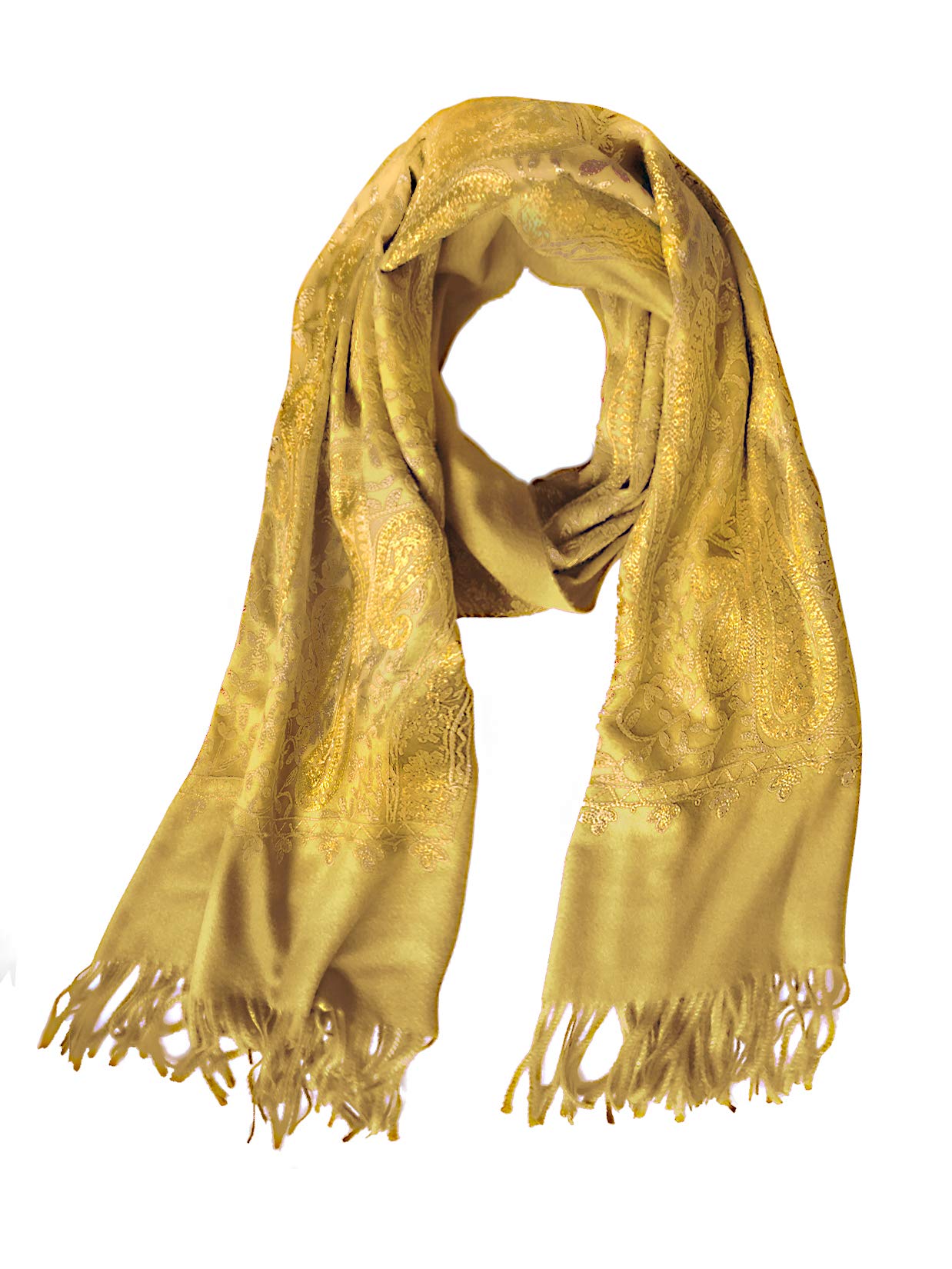 Urban CoCo Women's Embroidered Oversize Tassel Shawl Scarf, Yellow, One Size, YP-T015