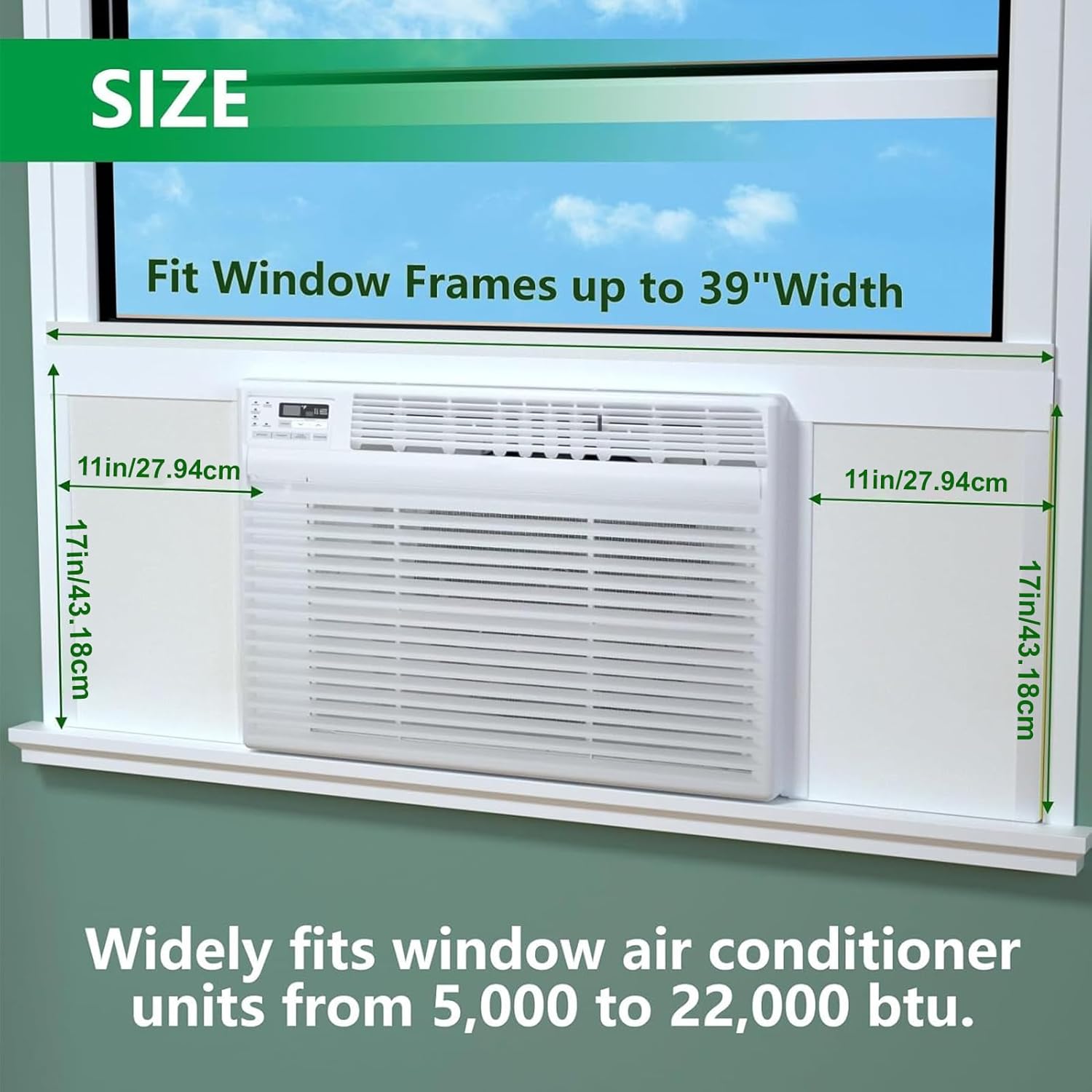 Surround Insulation Side Panels,fully enclosed design White Window Air Conditioner Insulated Foam Panels,Summer/Winter Heat and Draft Insulating with 4 edge banding strips EVA