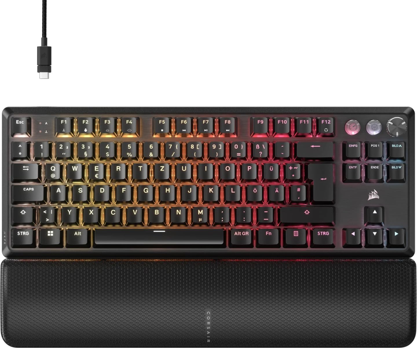 CORSAIR K70 PRO TKL RGB mechaniczna przewodowa klawiatura do gier – smarowany efekt Halla MGX Hyperdrive, regulowany przełącznik, równoczesny SOCD i Rapid Trigger, 8000 Hz, QWERTZ – czarna