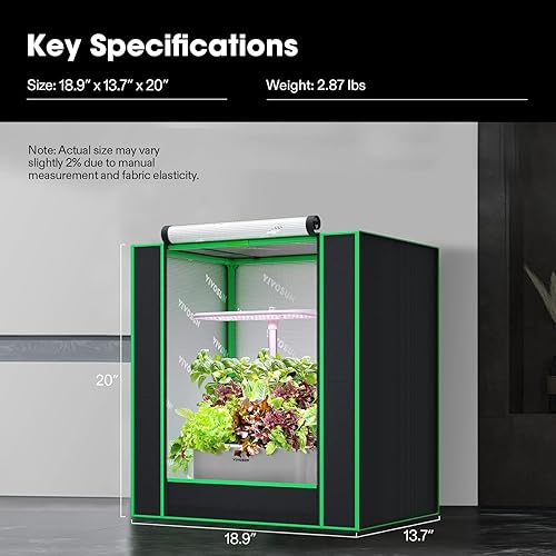 Miniatura 8 de VIVOSUN Small Grow Tent for Aerogarden, Hydroponics Growing System, 20”x14”x21” Highly Reflective Mylar Indoor Grow Tent with Sealed Bottom Design,