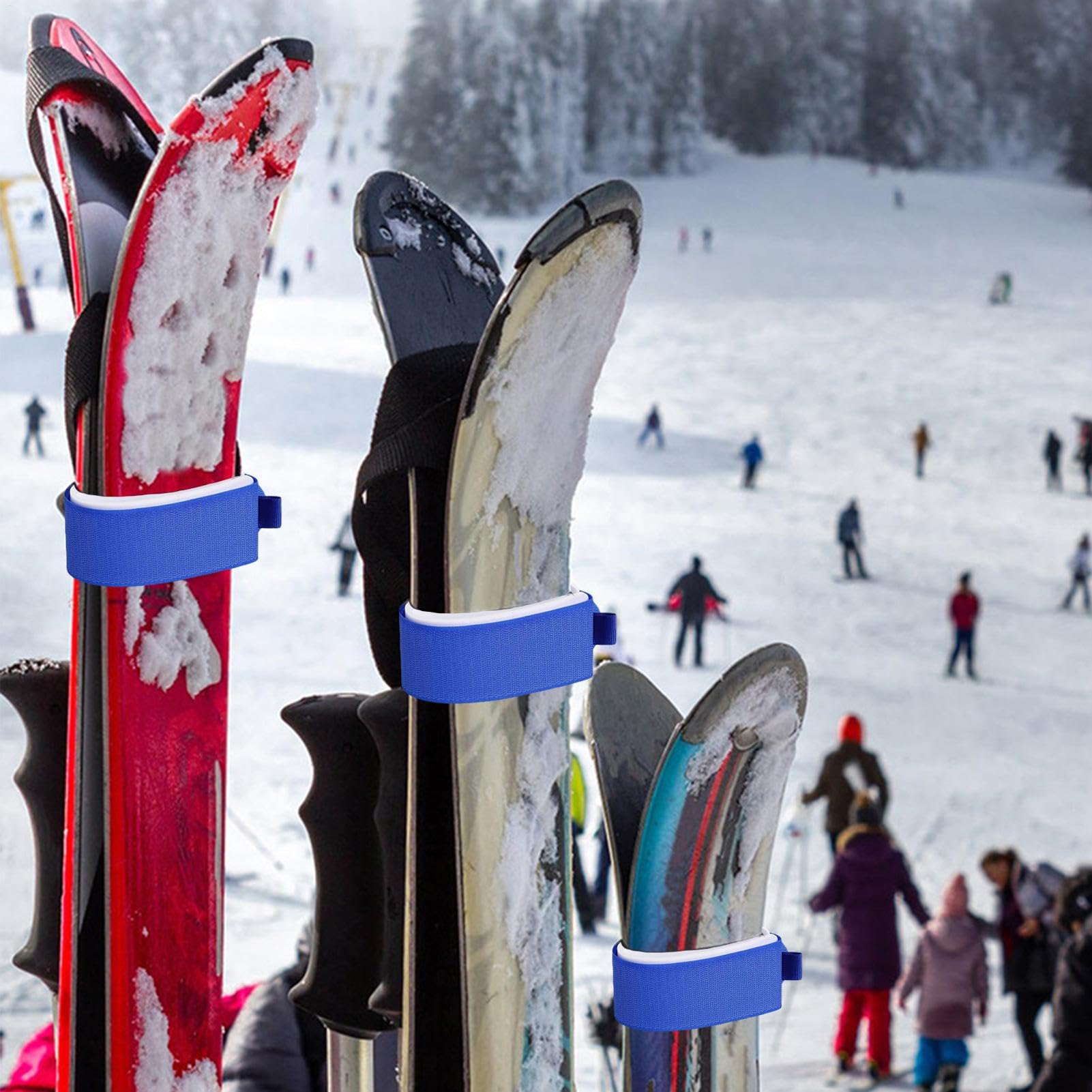 Ski Fastener Straps - Ski Safety Fastener Straps, Adjustable Ski Binding Straps with EVA Protective Pads | Soft Snowboard Straps, Durable Ski Gear Ties, Ski Wraps for Snowboarding and Ski Enthusiasts