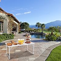 Vista 8 de Henf Mesa plegable de aluminio de 4 pies, mesa de campamento portátil, mesa plegable ligera con asa de transporte, altura ajustable para fiestas