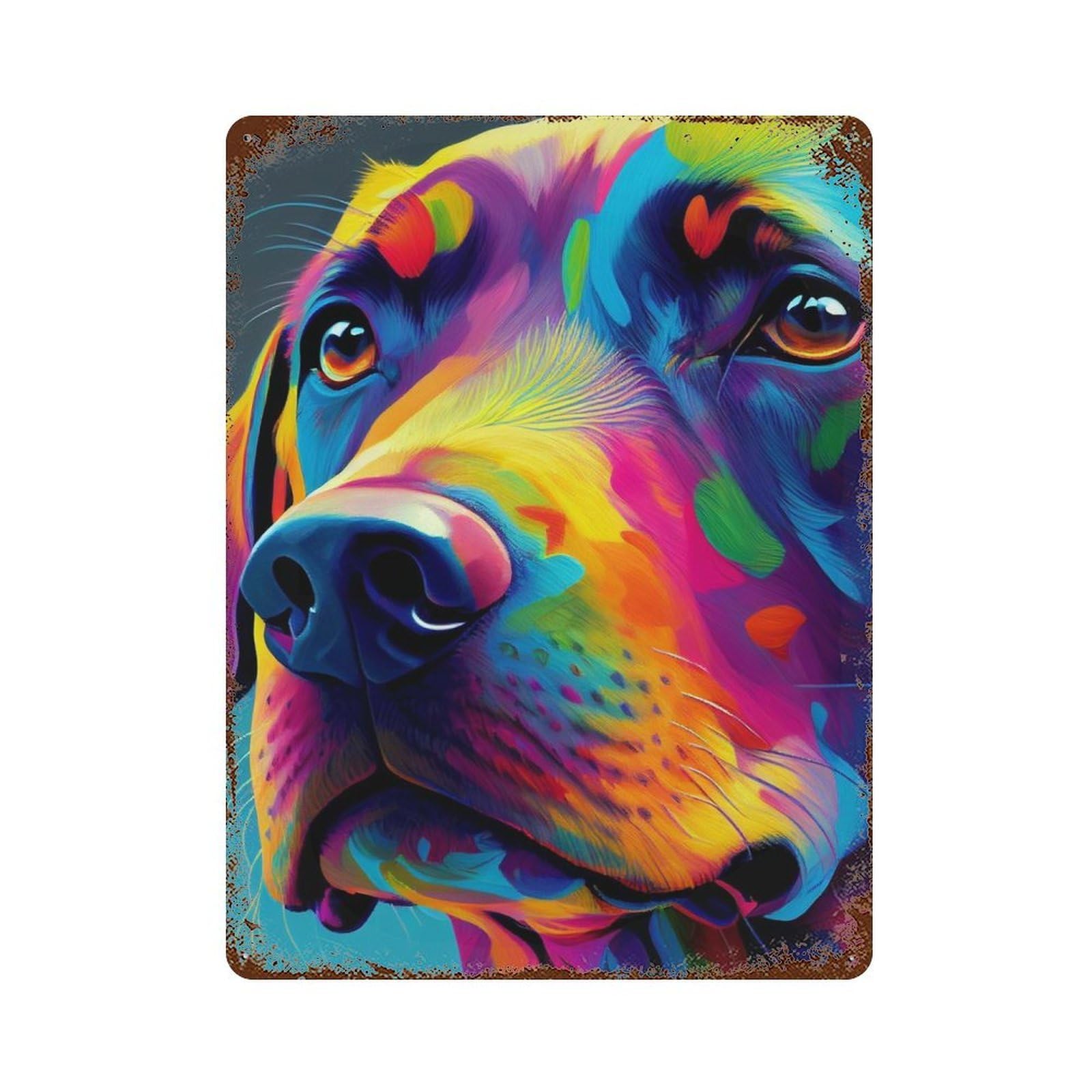 Rustic Tin Plaque Labrador Colorful 15.7"x11.8", Rustic Home Decor for Office, Studio And Wall Decor