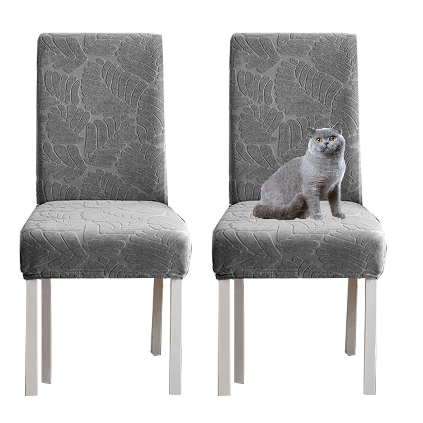 NMVAWIPT Jacquard High Back Stretch Knitted Fleece Chair Covers For Dining Room Home Wedding Banquet Hotel(#1,2pcs)