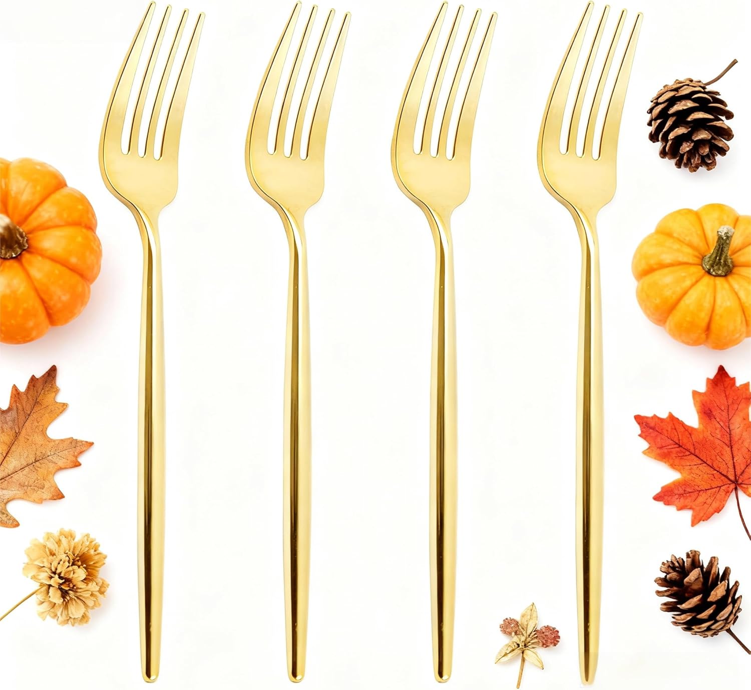 U-QE 180Pcs Gold Plastic Forks - 7.6 Inch Heavy Duty Plastic Forks, Heavyweight Gold Plastic Silverware Perfect For Parties & Weddings and Other Daily Events