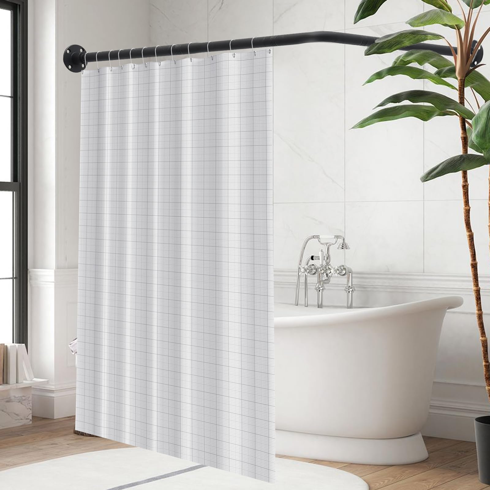 Barra Cortina Ducha Esquinera en Forma de L de 68-98 cm x 68-98 cm,Acero Inoxidable sin Flacidez,Barra de Cortina Curvada Ajustable de 90 Grados Para Baño,Para Baño Tienda De Ropa,Espacio Privado