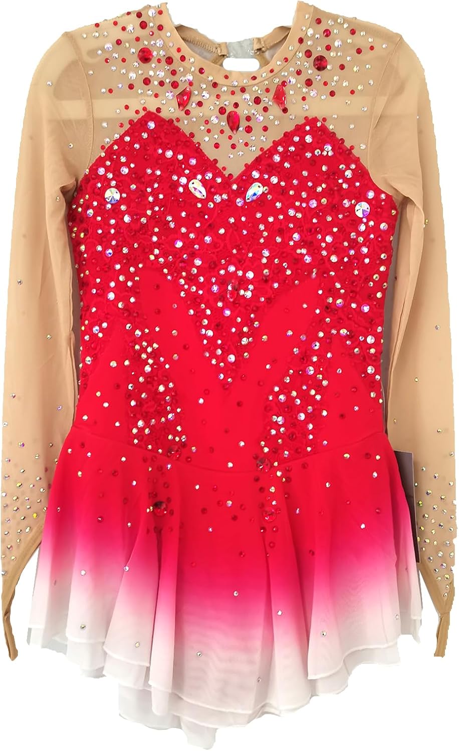 LIUHUO Figure Skating Dress Girls Women Elegant Quality Crystals Competition Blue and White Gradient Skate Skirt
