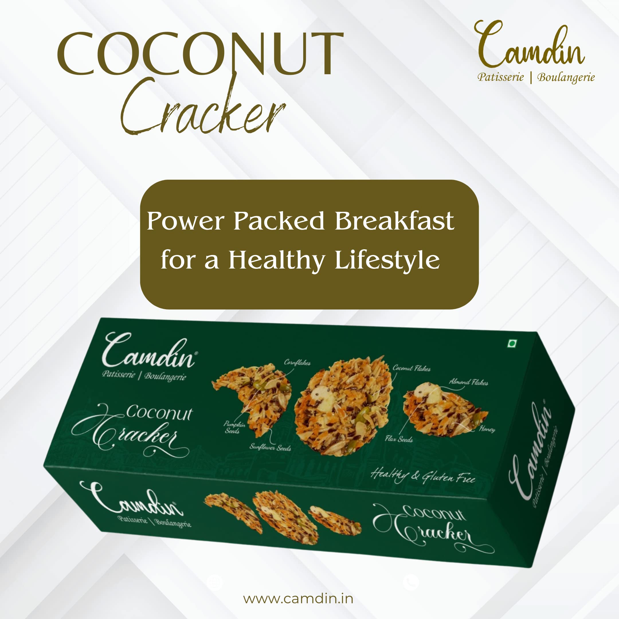 Camdin Coconut Cracker | Gluten Free | 300 Grams Pack (9 Pcs) 1