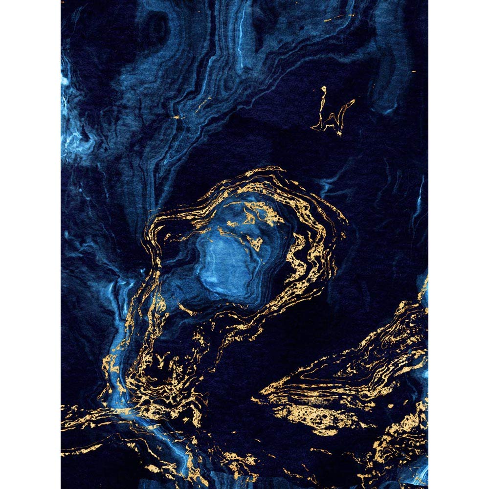 Wee Blue Coo Abstract Dark Blue Gold Waves Unframed Wall Art Print Poster Home Decor Premium