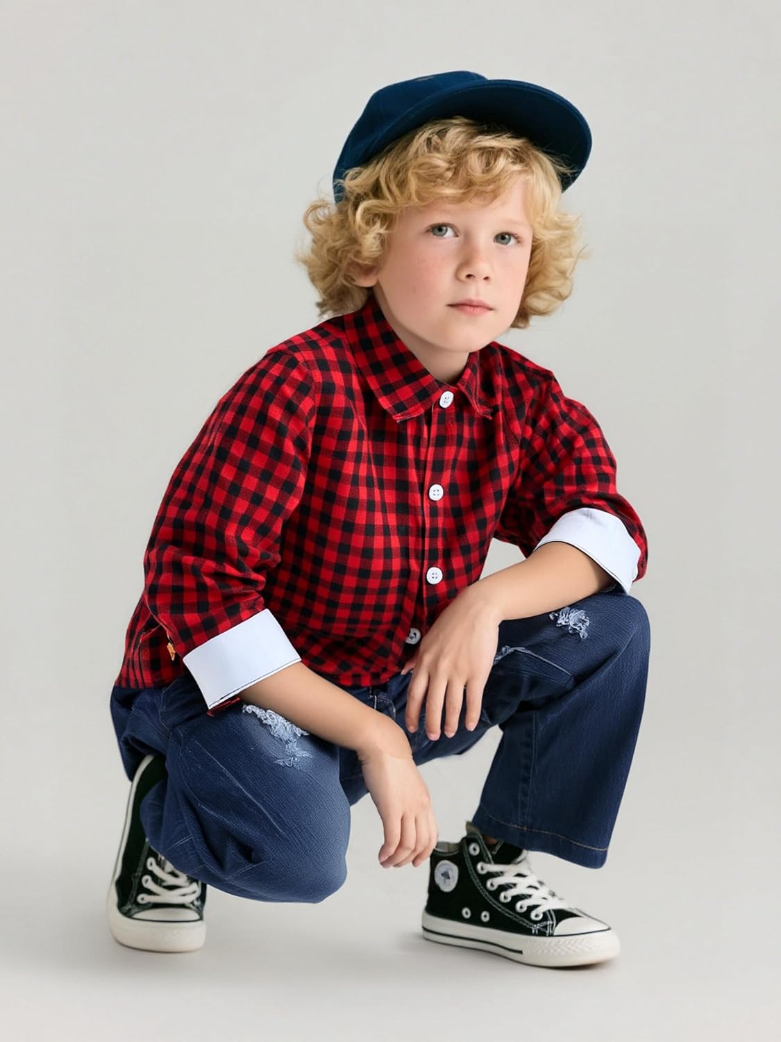 4-8 Years Boys Plaid Shirts & Denim Jeans Outfit Clothing Casual Toddler Boy Fashion - Image 4