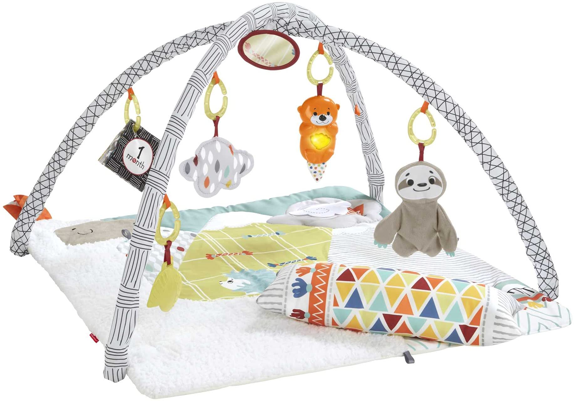 Fisher-Price Baby Playmat Perfect Sense Deluxe Gym with Tummy Time Wedge & Sensory Activities for Developmental Play Newborns Ages 0+ Months