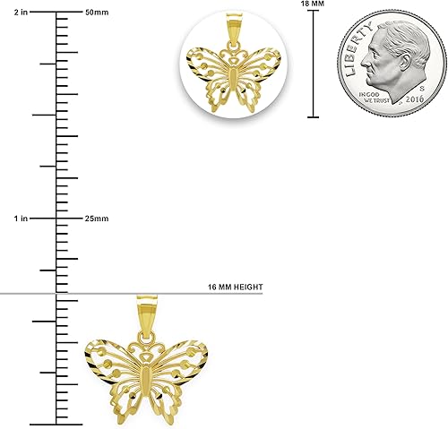 Miniatura 4 de Gold Butterfly Charm - 10 Karat Solid Gold - Butterly Pendant Jewelry (Style 1)
