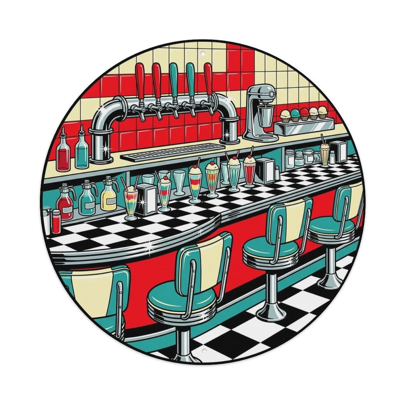 Vintage Retro Soda Fountain Bar Glasses Metal Tin Sign