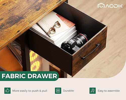 Miniatura 7 de AODK Escritorio para computadora de juegos con toma de corriente y tira de luz LED, escritorio de oficina en casa de 55 pulgadas con soporte