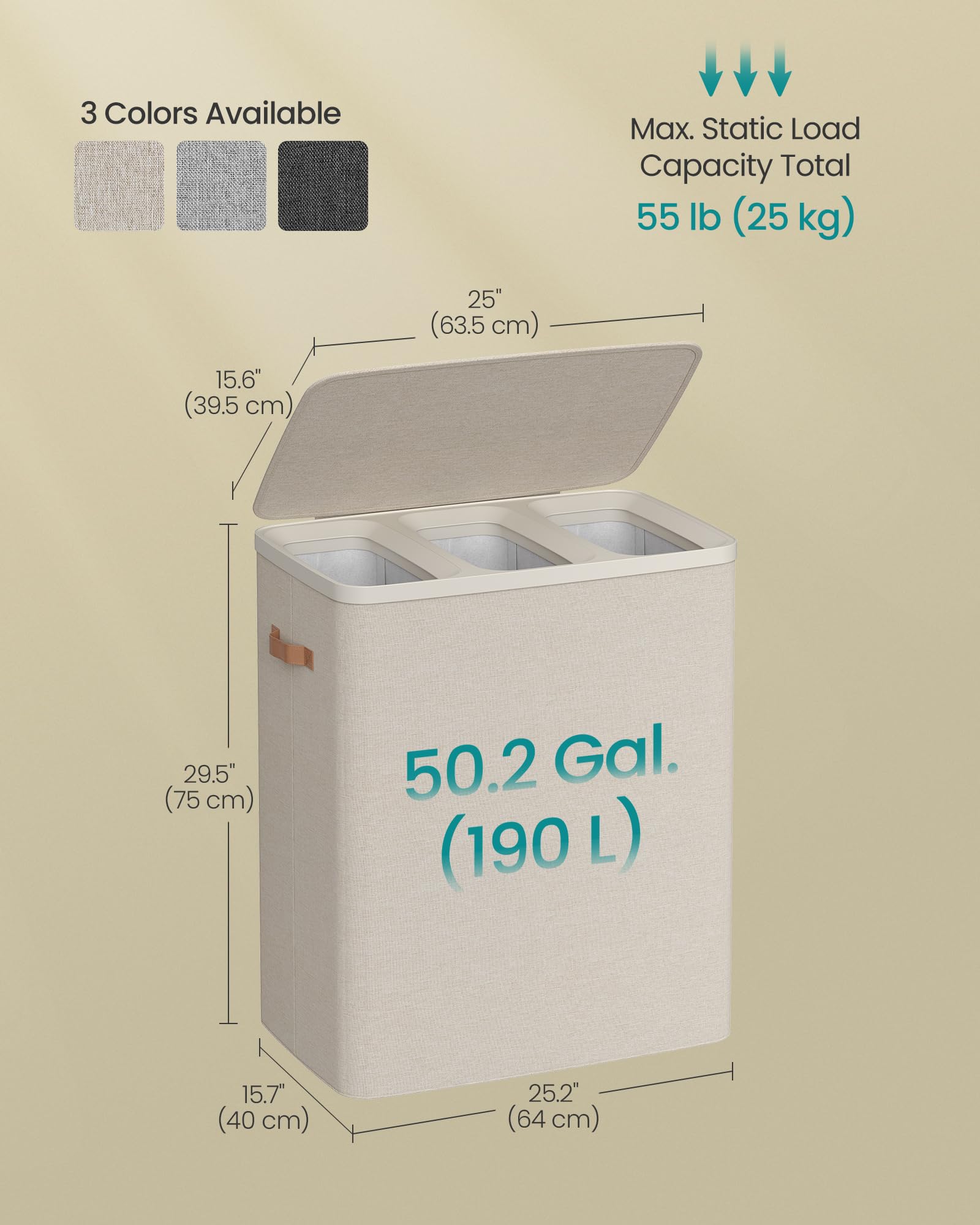 Amazon.com: SONGMICS Laundry Basket, 190L Laundry Hamper with Lid